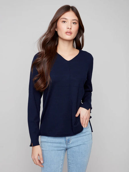 Super Soft Navy V-Neck Sweater