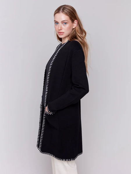 Black Blanket Stitched Cardigan