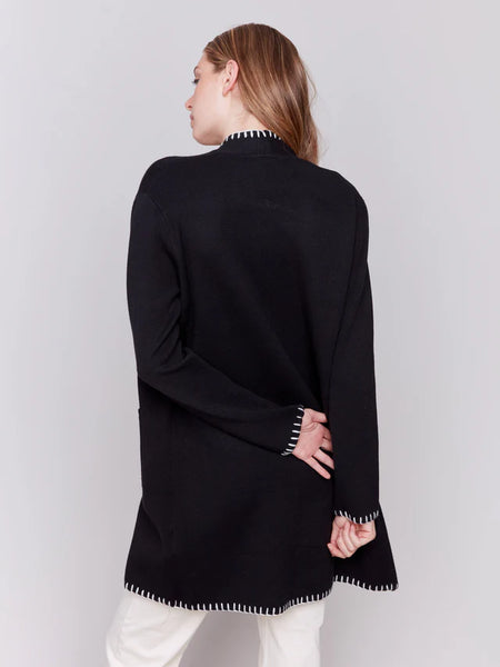 Black Blanket Stitched Cardigan