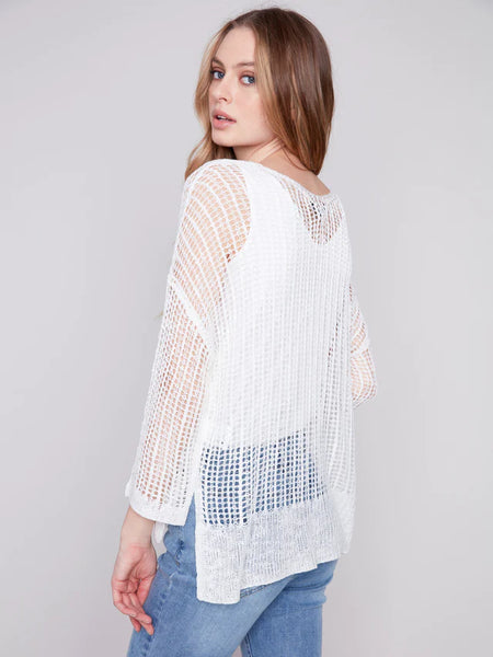 White Fishnet Crochet Sweater