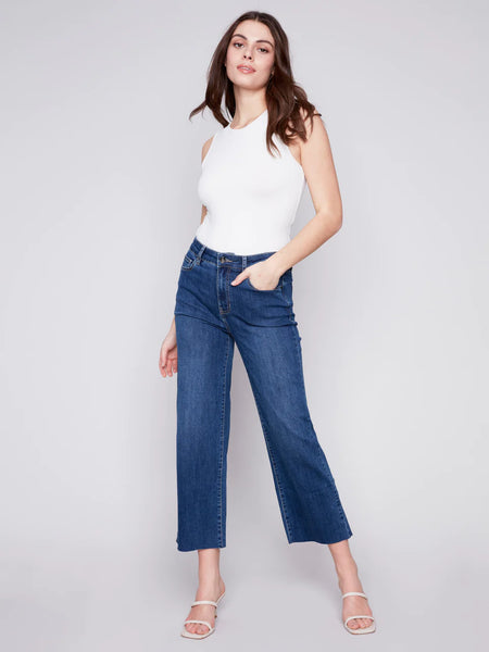 Wide Leg Jeans w/Raw Edge Hem