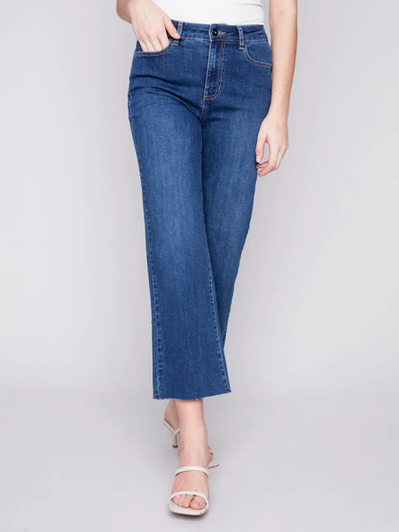 Wide Leg Jeans w/Raw Edge Hem