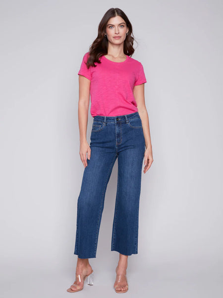 Wide Leg Jeans w/Raw Edge Hem