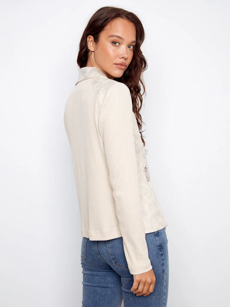 Pearl Foiled Faux Leather Moto Jacket