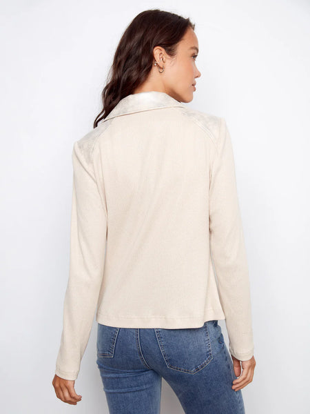 Pearl Foiled Faux Leather Moto Jacket