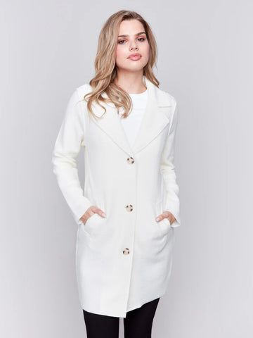 Ecru Boiled Wool Long Coat