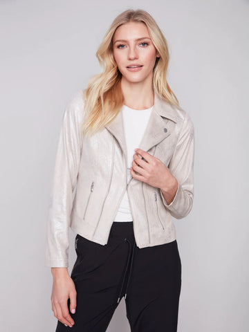 Champagne Faux Leather Jacket