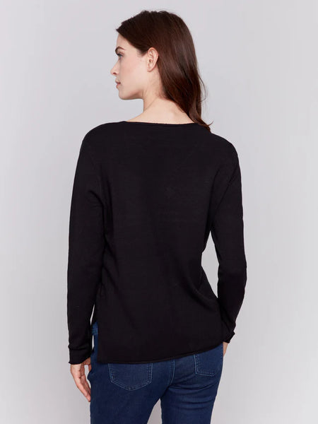 Basic V-Neck Sweater-Black