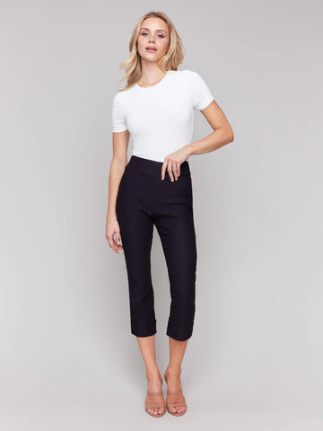 Pull-On Stretch Cropped Cuffed Pants