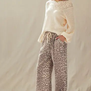 Wide Leg Leopard Print Pants