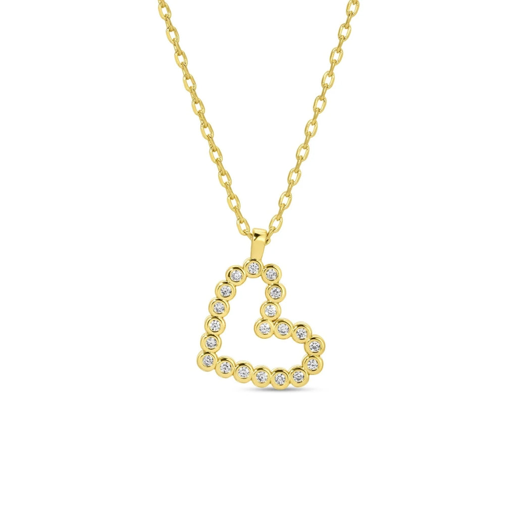 Delicate CZ Sideways Heart Pendant