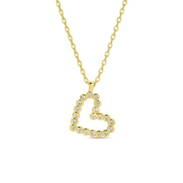 Delicate CZ Sideways Heart Pendant