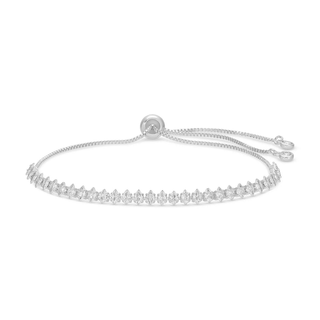 Delicate Faux Diamond Tennis Bracelet-Silver Plated
