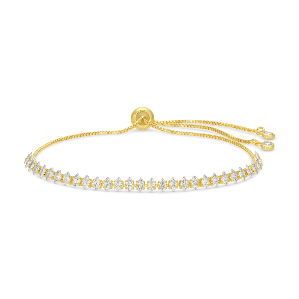 Delicate Faux Diamond Tennis Bracelet-Gold Plated
