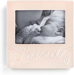 "Loved" Ceramic Baby Picture Frame-Pink