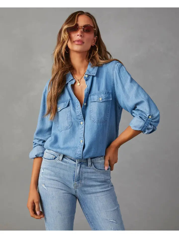 Adj. Sleeve Tencel Button Down Shirt