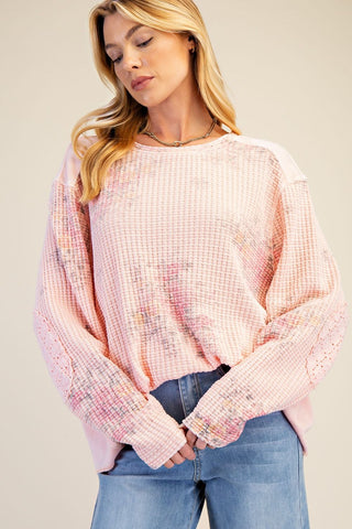 Floral Print Mineral Washed Top