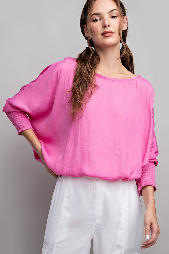 Candy Pink Dolman Sleeve Top