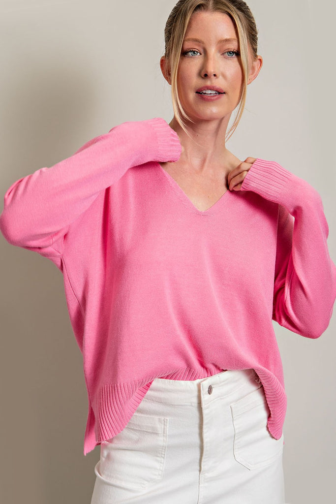 Pale Pink V-Neck Sweater