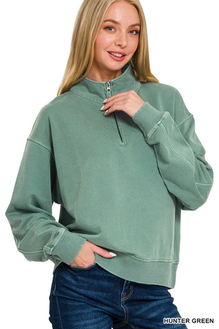 Wahed Hunter Green 1/2 Zip Sweatshirt