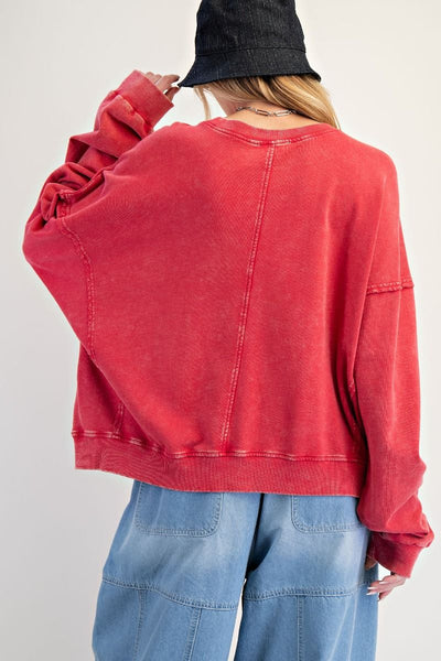 Red Floral Cutout Sweatshirt