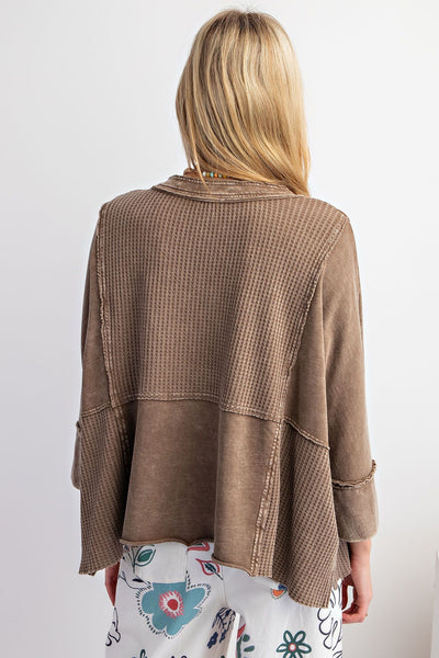 3/4 Sleeve Mineral Washed Thermal Top
