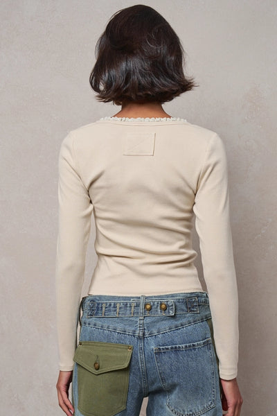 Ruffle Thermal Ribbed Henley