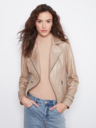 Brass Foil Vintage Faux Leather Jacket