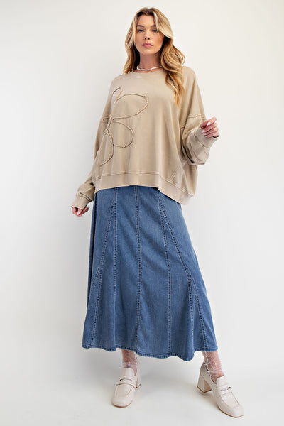 Flower Patch Sweatshirt-Mushroom