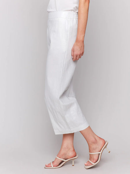 Pull-On Foil Linen Stretch Pants