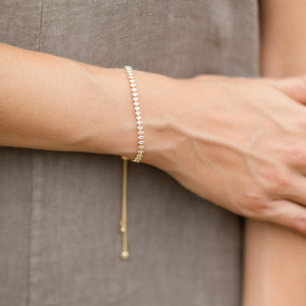 Delicate Faux Diamond Tennis Bracelet-Gold Plated