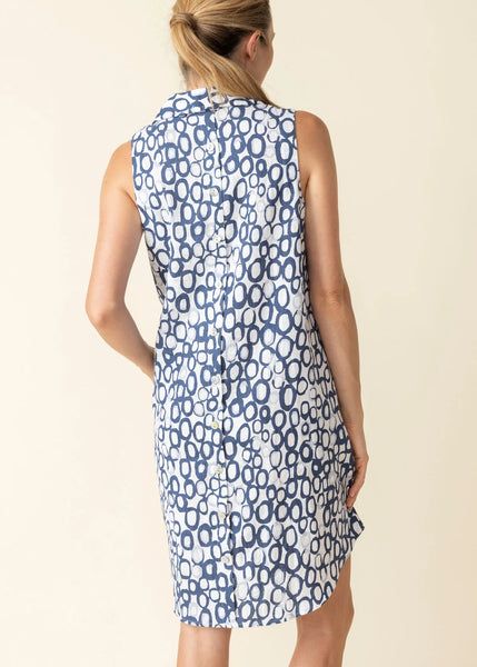 Circles Sleeveless Shirt Dress