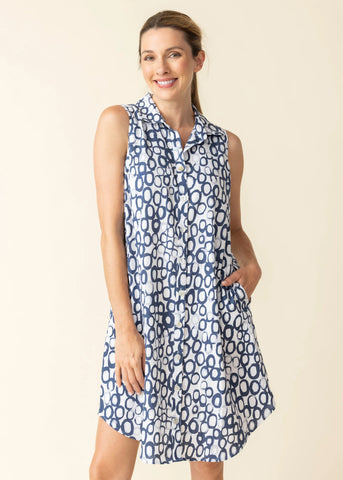 Circles Sleeveless Shirt Dress