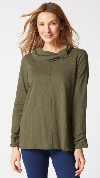 Cotton Pebble Cowl Neck Tunic