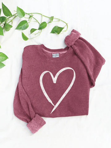 Vintage Maroon Heart Sweatshirt