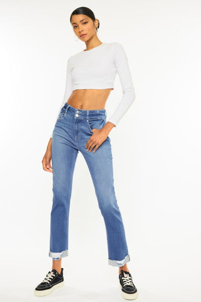High-Rise Slim Straight Jeans