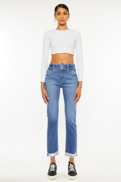 High-Rise Slim Straight Jeans