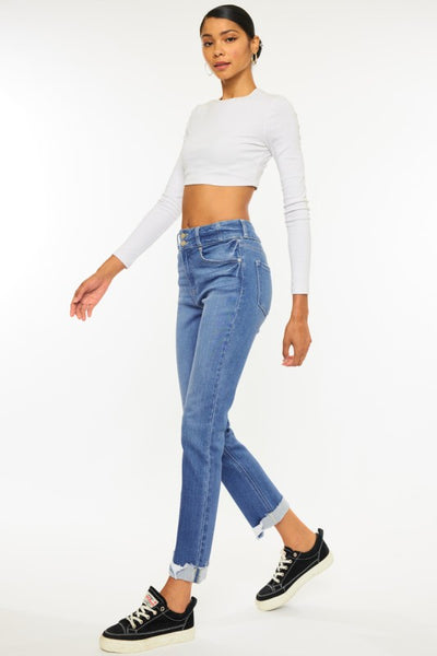 High-Rise Slim Straight Jeans