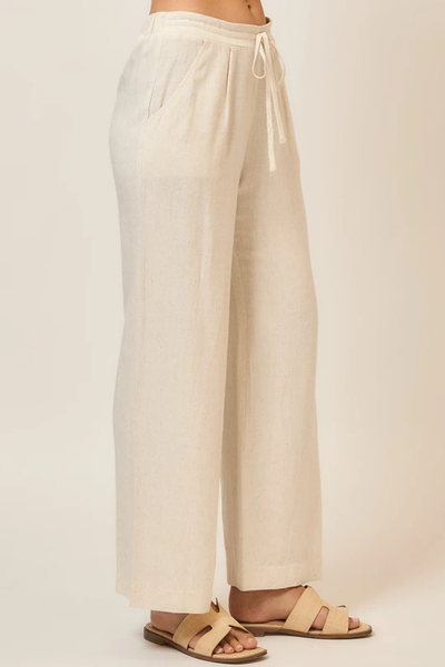 Drawstring Linen Blend Pants