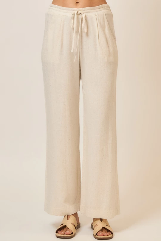 Drawstring Linen Blend Pants