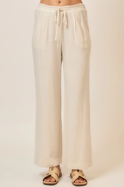 Drawstring Linen Blend Pants