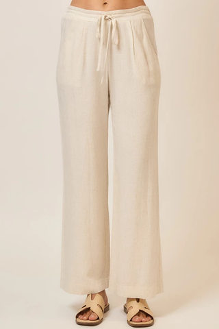 Drawstring Linen Blend Pants