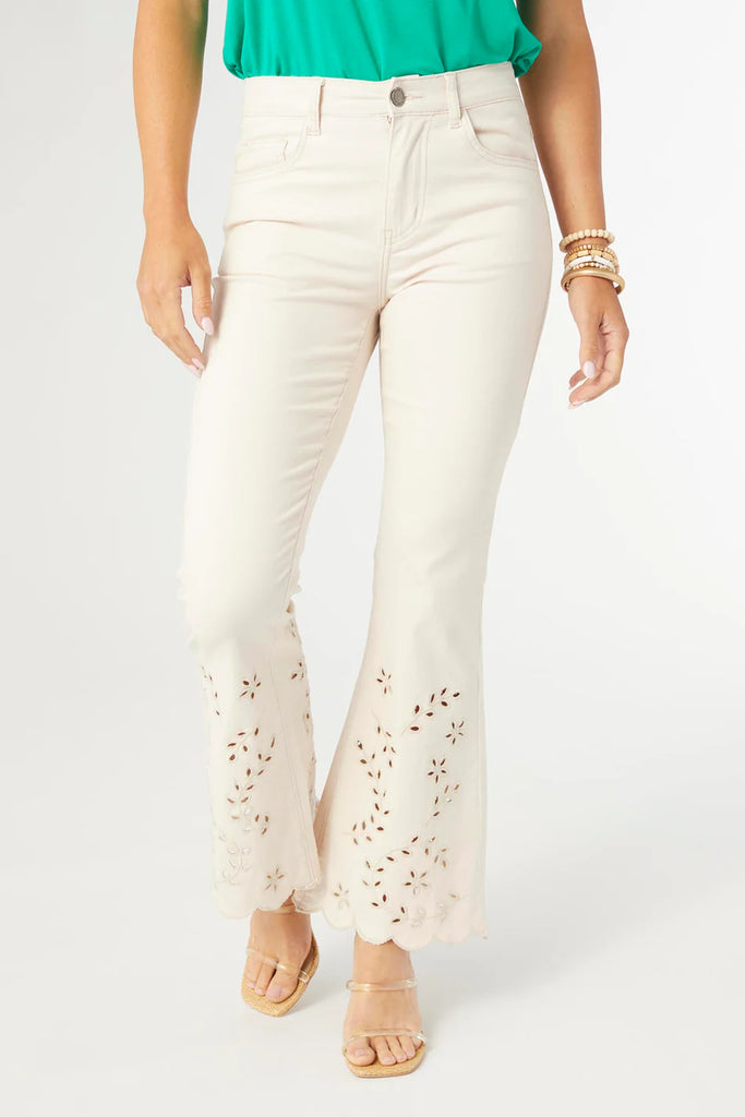 Cut Out Flare Flowers Jeans