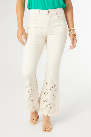 Cut Out Flare Flowers Jeans