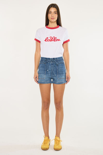 Denim Paper Bag Shorts