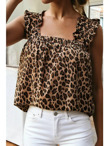Leopard Tank Top w/Square Neck