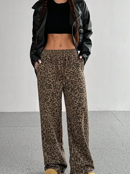 Leopard Print Wide Leg Pants