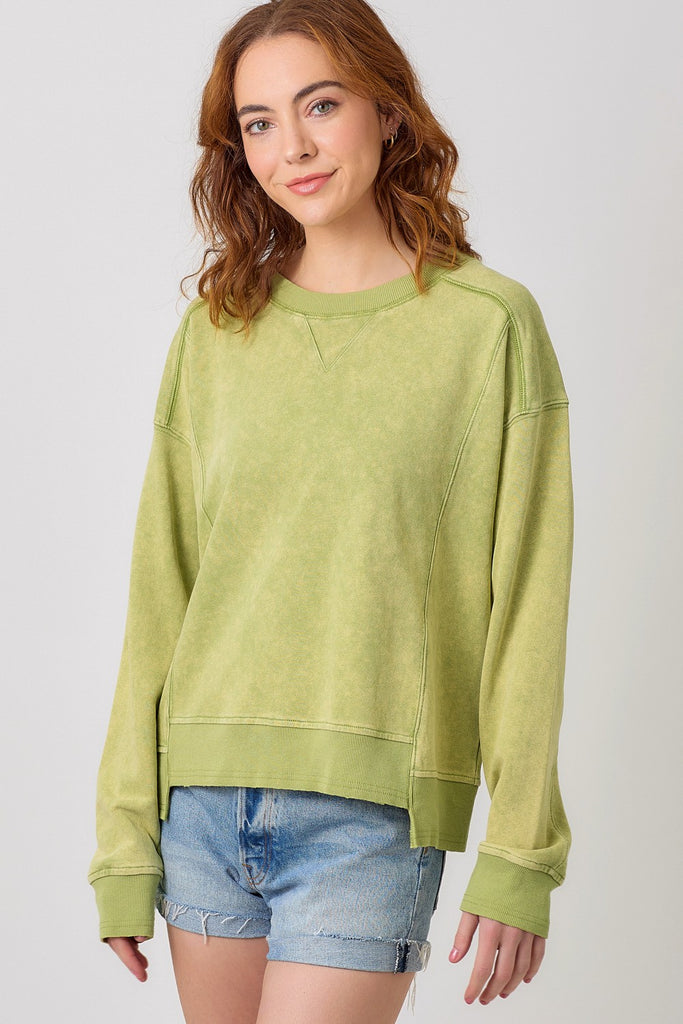 "Wicked Green"  Washed Terry Pullover