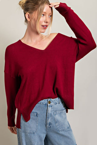 Maroon V-Neck Sweater