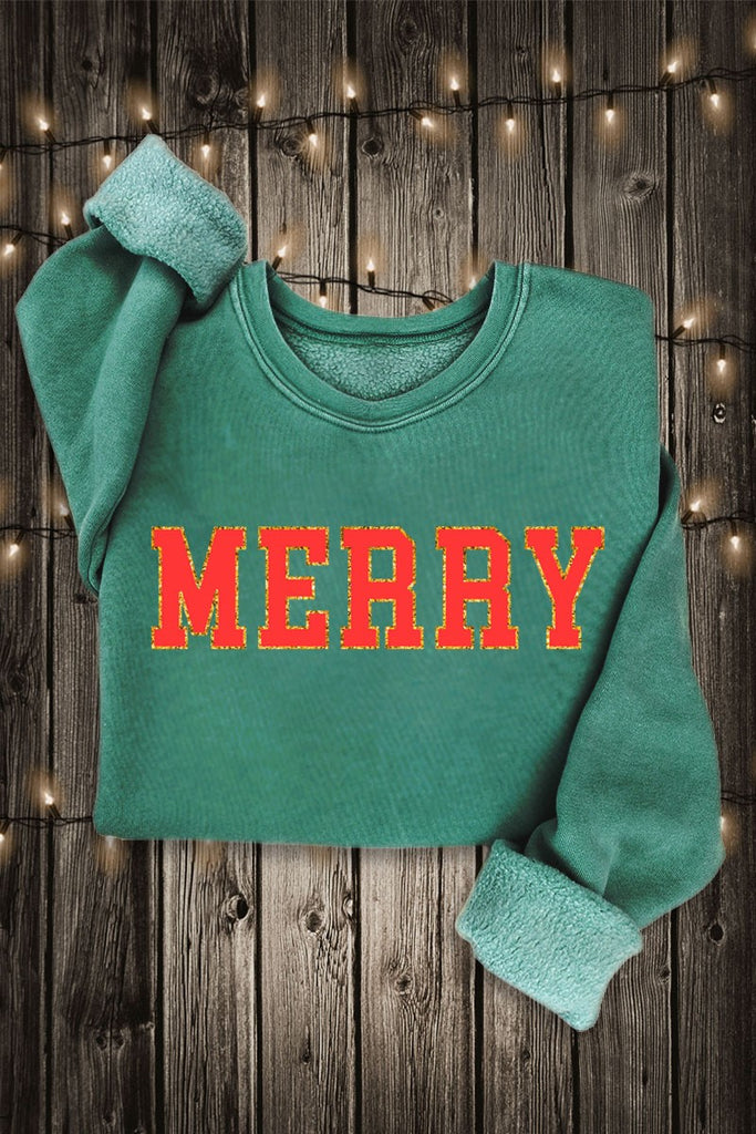 Glitter "Merry" Mineral Washed Sweatshirt